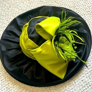 Whittall & Shon Elegant BlackGreen Women's Hat - Derby Day or Special Occasion